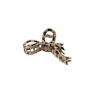 Leopard print bow hair claw clip in tortoise shell pattern with gold spring detail