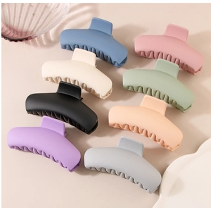 Detailed set of 8 large matte hair claws in various Morandi colors for thick hair
