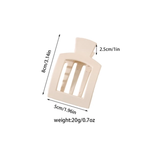 Matte beige rectangular hollow hair claw clip for women, 8cm minimalist square hair accessory