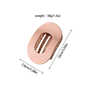 Grande pince à cheveux ovale plate rose nude mat avec dimensions et forte adhérence