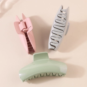 Grandes pinces à cheveux ovales pour femmes en rose, gris et vert, fini brillant