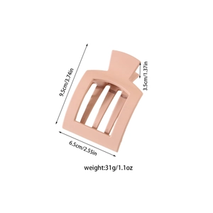 Minimalist square geometric PC hair claw clip in matte apricot color for elegant styling