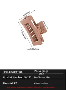 Detailed view of large square matte pink hair claw clip with specific size measurements