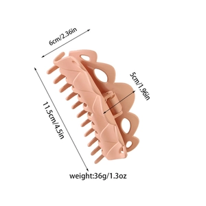 Matte pink large hair claw clip with 11.5cm length and elegant hollow design