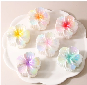 Lot de 6 pinces à cheveux en forme de fleur avec finition nacrée et dégradés de couleurs