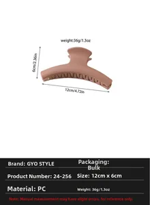 Detailed dimensions showing large matte pink shark hair clip at 12cm by 6cm size