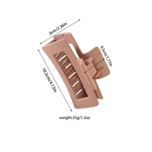 Matte dusty pink square hair claw clip with 10.5cm large size dimensions and metal spring