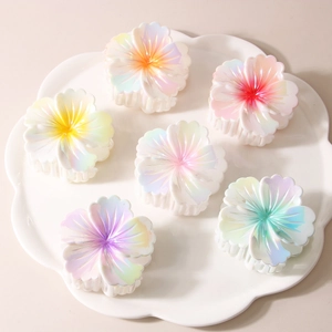 Mode Pince à Cheveux Fleur Iridescente Grande Couleur AB Lustre de Künstliche Perle Pince Crabe Femme Vacances Accessoires Cheveux