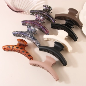 Large Matte Plastic Hair Claw Shark Clip For Women Thick Hair Non-Slip Marble Tortoise Oval Hair Jaw Clip Hair Accessory