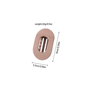 Dimensions détaillées d'une pince à cheveux ovale rose mat avec taille et poids