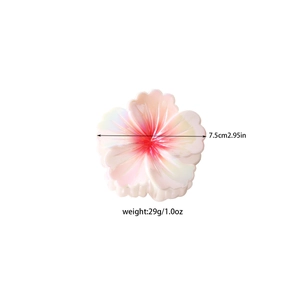 Pince à cheveux fleur irisée avec dégradé de rose et centre rouge, largeur 7,5 cm