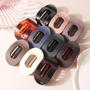 Lot de 10 petites pinces à cheveux ovales en PC, couleurs écaille de tortue et mates