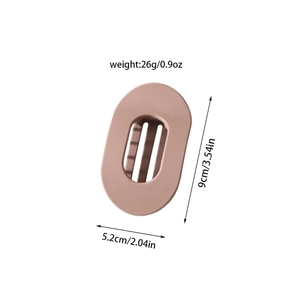 Pince à cheveux ovale rose nude mat en PC, longueur 9 cm avec dents antidérapantes