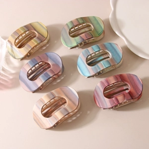 Matte PC Oval Haarklammer Aquarell Marmor Verlauf Große Entenschnabel Haarklammer Für Damen Mode Haarschmuck