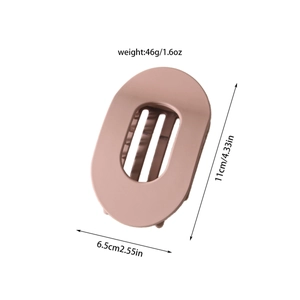 Pince à cheveux plate circulaire en PC rose mat mesurant 11 cm de long et pesant 46 grammes