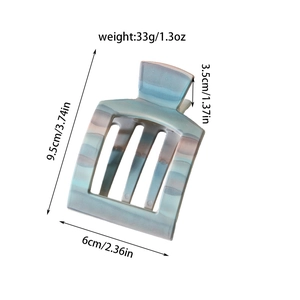 Blue marble PC hair claw clip for thick hair, large duckbill clamp size 9.5cm x 6cm