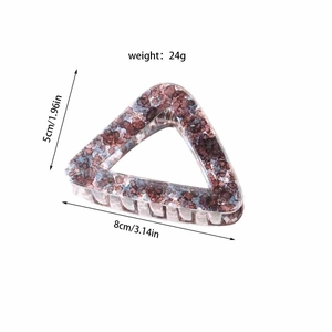 Elegant geometric purple marble hollow hair claw clip with silver spring mechanism