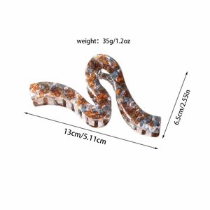 Large PC marble wave shark hair claw clip for women, 13cm length with dimensions