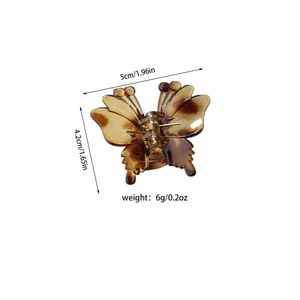 Elegant amber butterfly hair claw clip with cutout design and 5cm dimensions