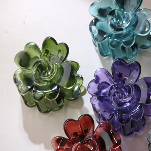 Set of 4cm rose flower hair claws in multiple matte colors for elegant hair styling