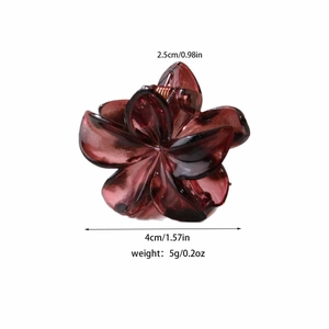Pinza per capelli a fiore di frangipane rosso scuro lucido 4cm piccola clip a squalo