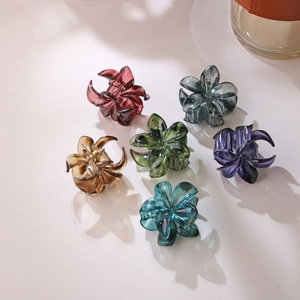 Set di sei mollette per capelli a fiori colorati in resina per acconciature moda