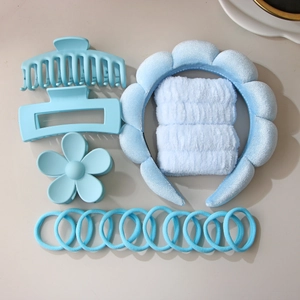 Ensemble d'accessoires cheveux bleu clair avec serre-tête rembourré et pinces à cheveux