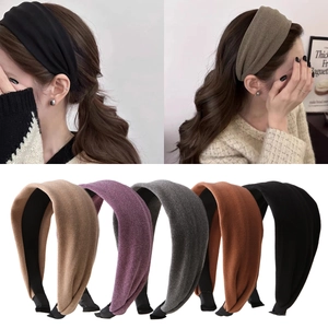 Solid Color Wide Padded Headband Women High Crown Simple Fabric Hair Band Non-Slip Makeup Face Wash Hair Accessory Fashion