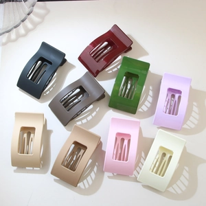 Flat matte and glossy large rectangular hair clips in 9 assorted earthy tones