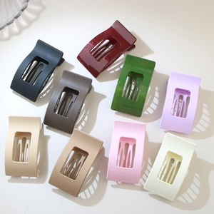 Set of 9 colorful matte large flat duckbill hair clips in various macaron and dark tones