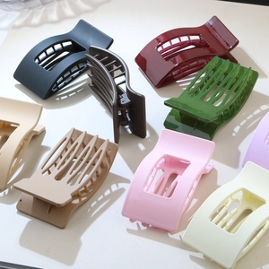 Set of 8 large colorful matte and glossy hair clips with rectangular hollow design