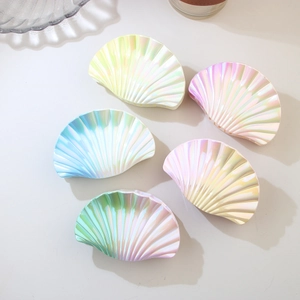 Set of five large seashell hair claws in assorted iridescent pastel pearl finishes