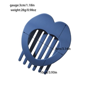 Pinza per capelli a cuore blu scuro opaco con presa forte per lo styling
