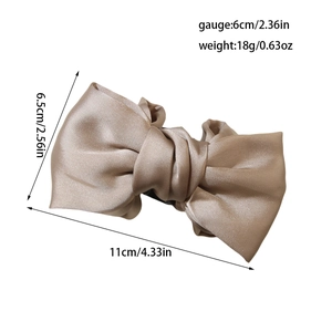 Pince à cheveux satin champagne avec nœud, 11cm x 6,5cm, style vintage français