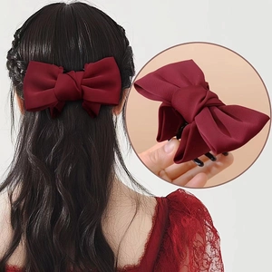Pince à Cheveux Nœud en Satin Vintage Français pour Femmes Élégant Couleur Unie Fait à la Main Accessoires de Coiffure