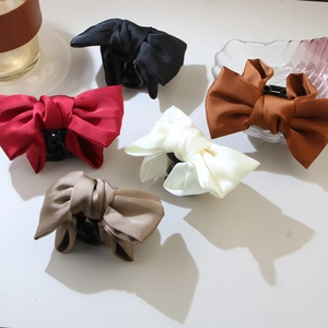 Pinces à cheveux nœud en satin élégantes en plusieurs couleurs style rétro français