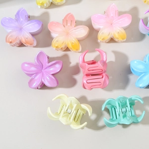 Colorful floral hair claw clips set with gradient resin finish for women styling