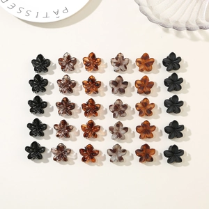 30-piece set of mini flower hair claws in assorted tortoise and matte solid colors