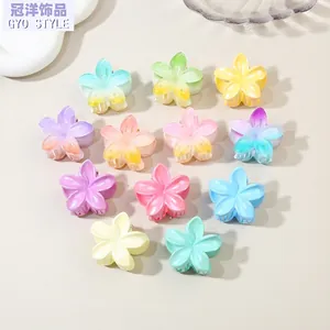 Sweet Candy Color Frangipani Flower Hair Clip Small Shark Claw Clip For Women Girls Summer Vacation Beach Hair Accessories