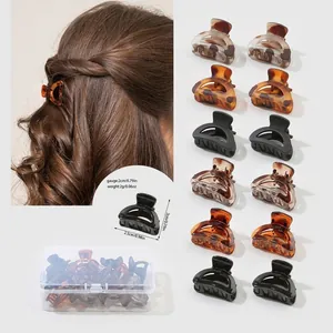 French Style Mini Hair Claw Clips Set For Women PS Plastic Glossy Matte Tortoiseshell Leopard Print Semicircle Small Hair Clips Hair Accessories
