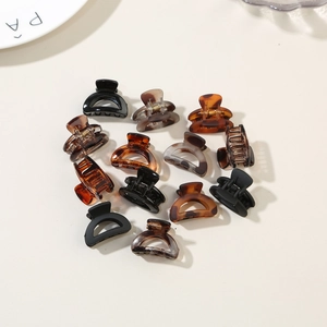 12-piece set of French semicircular resin hair claws in assorted matte and glossy finishes