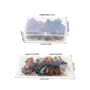 Set of 12 colorful floral hair claws in tortoise shell resin with box packaging