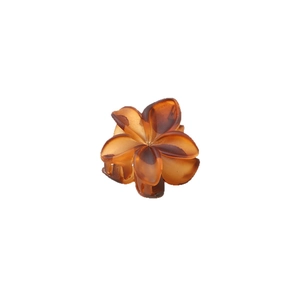 Brown flower-shaped hair claw clip with a matte finish and high ponytail holder style