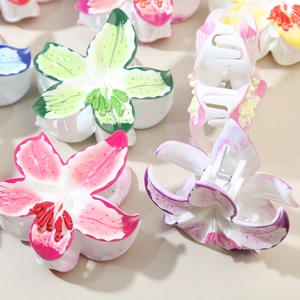 Pinces à cheveux en forme de fleur de lys aux couleurs vives avec ressort robuste