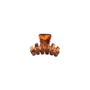 12-piece set of elegant amber resin hair claw clips with hollow-out cross design