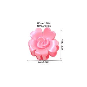 Vintage 4cm pink rose hair claw clip with pearl finish, 3cm height and 8g weight specs