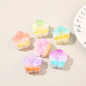 Set of 6 small gradient resin flower hair claws for sweet and elegant hairstyling