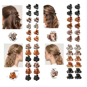 Mini Hair Claw Clips Set Butterfly Flower Heart Shaped Small Resin Hair Claws For Women Girls Daily Styling Accessories