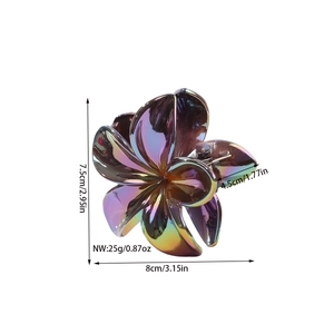 Molla per capelli a fiore in metallo iridato da donna con petali 3D realistici
