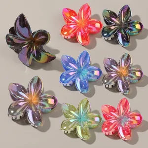Molla per Capelli a Forma di Fiore di Frangipane Cangiante per Donna Materiale PS Laccato Aurora Petalo Fermaglio per Capelli Moda Accessori per Capelli